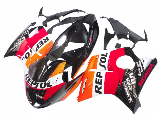 Honda CBR1100XX Blackbird Abs Motorrad Verkleidungen 1996-2007 - Orange Weiss Rot Glanzendes Schwarz Repsol