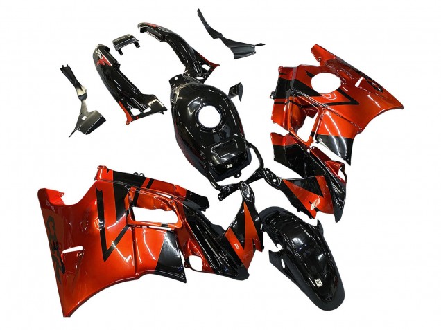 Honda CBR600 F2 Motorrad Verkleidung 1991-1994 - Orange Glanzendes Schwarz