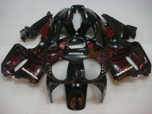 Honda CBR900RR 893 Motorrad Verkleidung 1992-1993 - Glanzendes Schwarz Rot Flamme