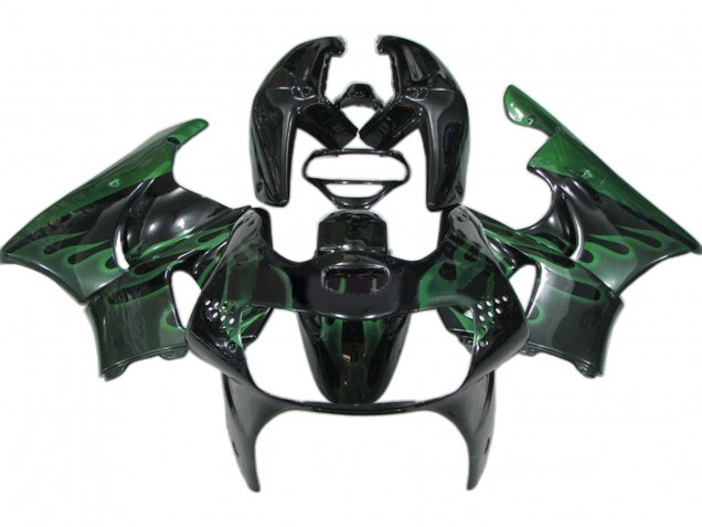 Honda CBR900RR 919 Motorrad Verkleidung 1998-1999 - Glanzendes Schwarz Grun Flamme