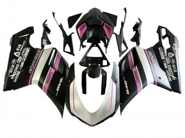 Ducati 848 Motorrad Verkleidung 2007-2014 - Weiss Rosa Glanzendes Schwarz Connie