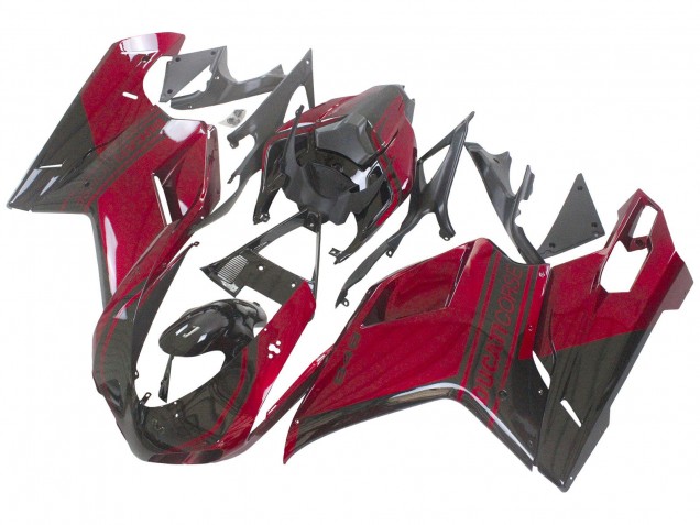 Ducati 848 Motorrad Verkleidung 2007-2014 - Rot Glanzendes Schwarz