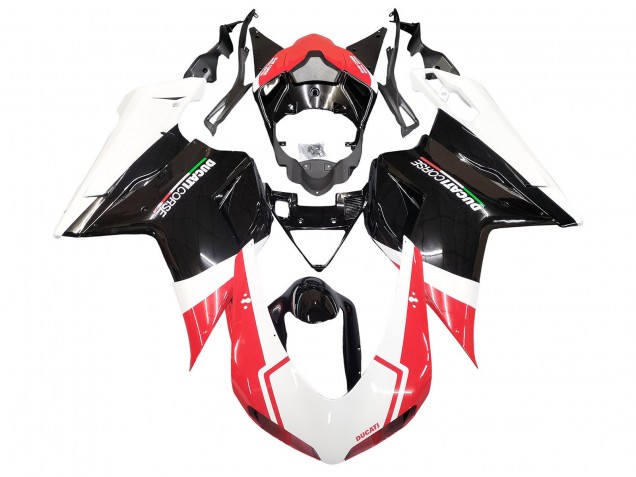Ducati 848/1098/1198 Motorrad Verkleidung 2007-2014 - Weiss Rot Glanzendes Schwarz