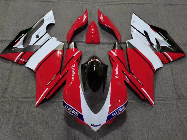 Ducati 959/1299 Motorrad Verkleidung 2015-2020 - Weiss Rot Glanzendes Schwarz Unibat Flex-Box