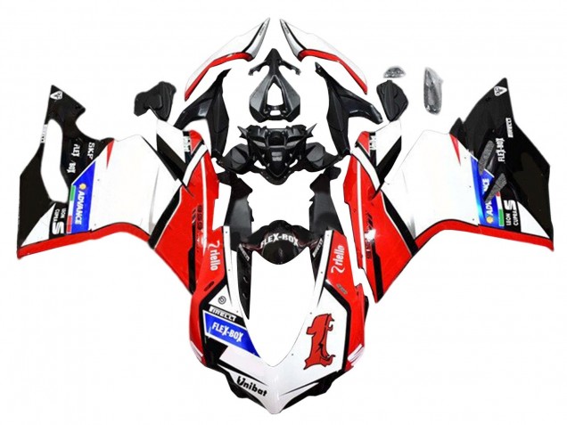 Ducati 959/1299 Motorrad Verkleidung 2015-2020 - Weiss Rot Glanzendes Schwarz Unibat Flex-Box