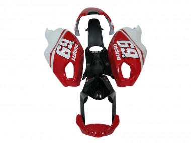 Ducati Monster 696 796 1100 1100S Motorrad Verkleidung 2008-2012 - Weiss Rot Glanzendes Schwarz 69