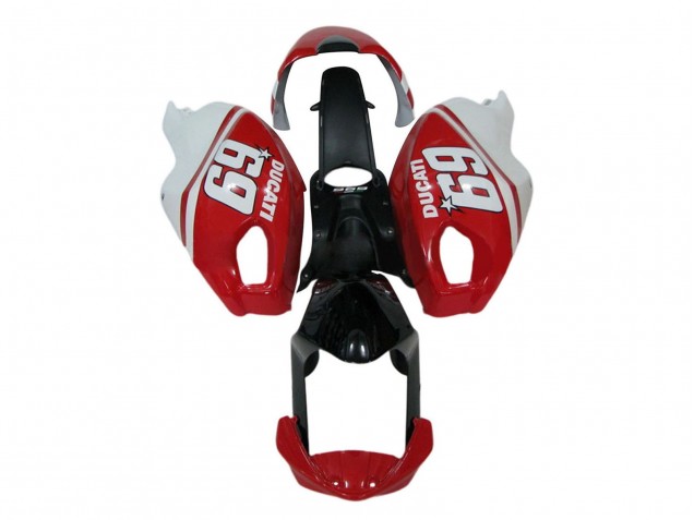 Ducati Monster 696 796 1100 1100S Motorrad Verkleidung 2008-2012 - Weiss Rot Glanzendes Schwarz 69