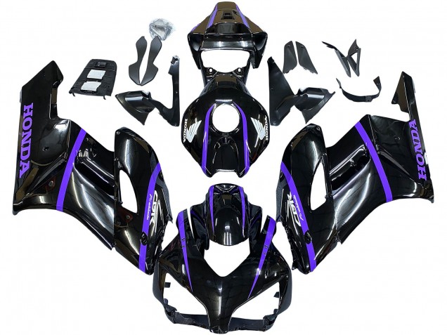 Honda CBR1000RR Motorrad Verkleidung 2004-2005 - Glanzendes Schwarz Lila Streifen