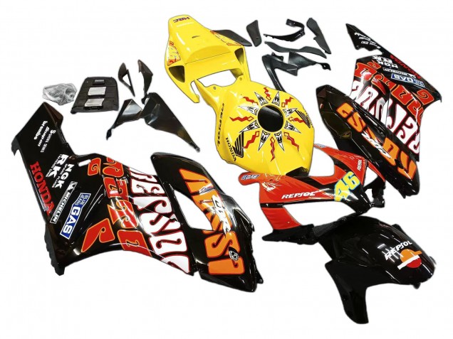 Honda CBR1000RR Motorrad Verkleidung 2004-2005 - Gelb Orange Glanzendes Schwarz Repsol Rossi 46