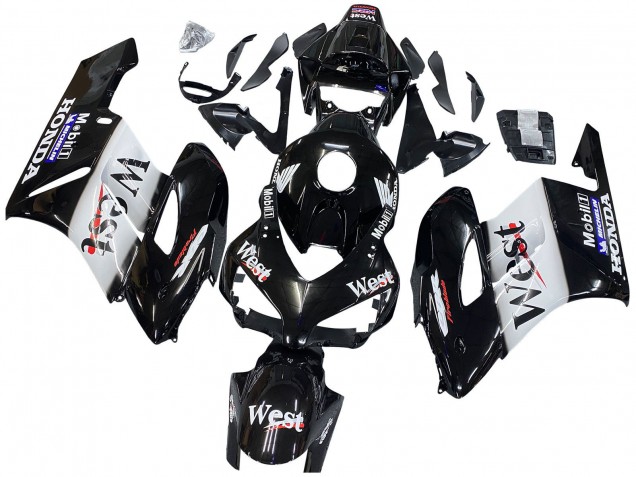 Honda CBR1000RR Motorrad Verkleidung 2004-2005 - Glanzendes Schwarz Weiss West