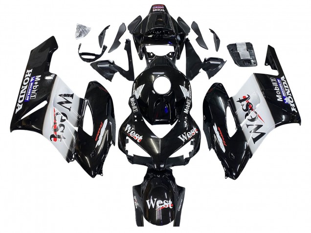 Honda CBR1000RR Motorrad Verkleidung 2004-2005 - Glanzendes Schwarz Weiss West