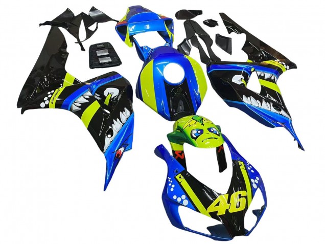 Honda CBR1000RR Motorrad Verkleidung 2006-2007 - Blau Fluoreszierendes Grun Glanzendes Schwarz Hai 46