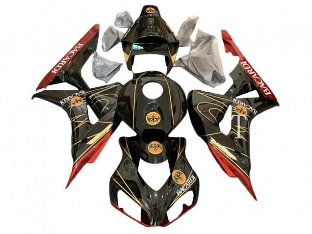 Honda CBR1000RR Motorrad Verkleidung 2006-2007 - Glanzendes Schwarz Rot Gold BACARDI