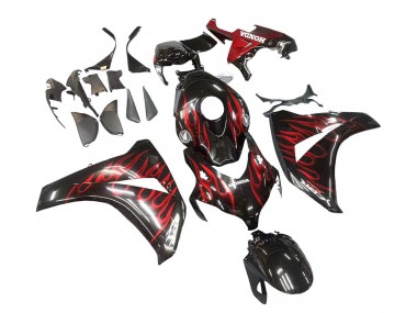 Honda CBR1000RR Motorrad Verkleidung 2008-2011 - Glanzendes Schwarz Rot Flamme