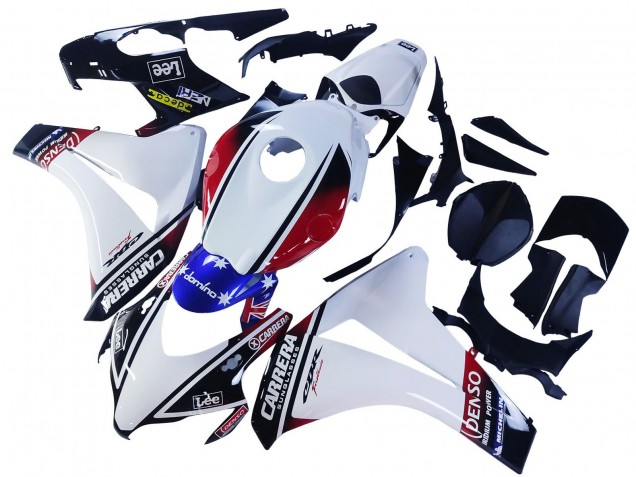 Honda CBR1000RR Motorrad Verkleidung 2008-2011 - Weiss Rot Blau Schwarz Stern Lee Carrera