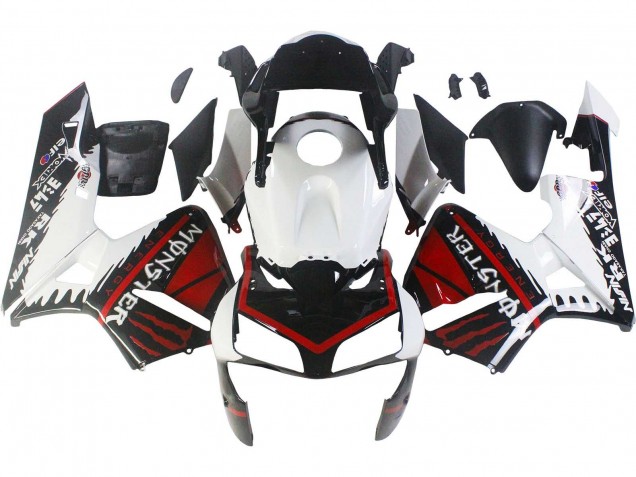 Honda CBR600RR Motorrad Verkleidung 2003-2004 - Weiss Rot Glanzendes Schwarz Monster