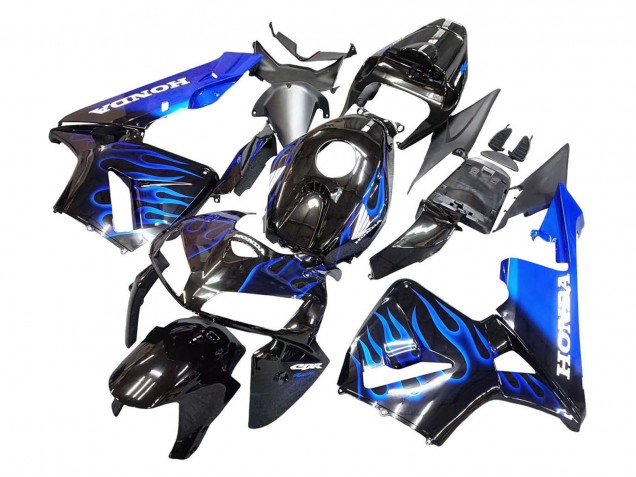 Honda CBR600RR Motorrad Verkleidung 2005-2006 - Glanzendes Schwarz Blau Flamme