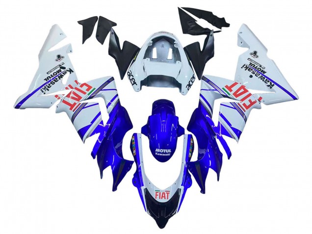 Kawasaki ZX10R Motorrad Verkleidung 2004-2005 - Glanzendes Blau Weiss Fiat Motul