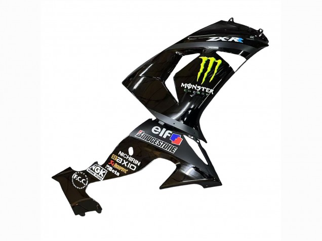 Kawasaki ZX10R Motorrad Verkleidung 2006-2007 - Grau Gelb Glanzendes Schwarz Monster Elf
