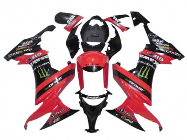 Kawasaki ZX10R Motorrad Verkleidung 2008-2010 - Rot Schwarz Grun Monster Elf 27
