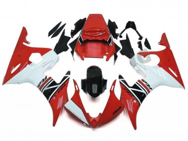 Yamaha YZF R6 Motorrad Verkleidung 2003-2004 - Rot Weiss Glanzendes Schwarz