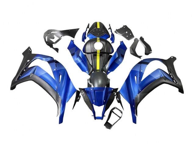 Kawasaki ZX10R Motorrad Verkleidung 2008-2010 - Blau Gelb Matt Schwarz