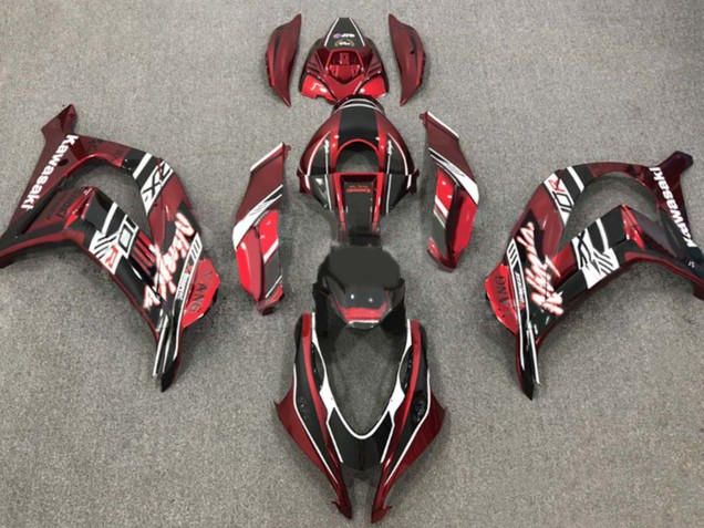 Kawasaki ZX10R Motorrad Verkleidung 2016-2020 - Kastanienbraun Rot Weiss Glanzendes Schwarz