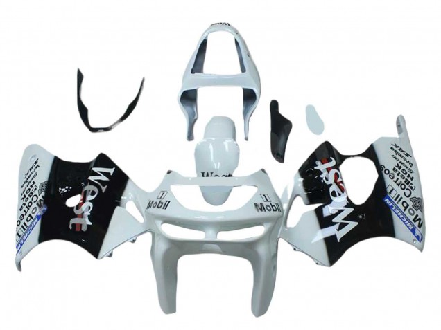 Kawasaki ZX6R Motorrad Verkleidung 1998-1999 - Weiss Schwarz West Mobil