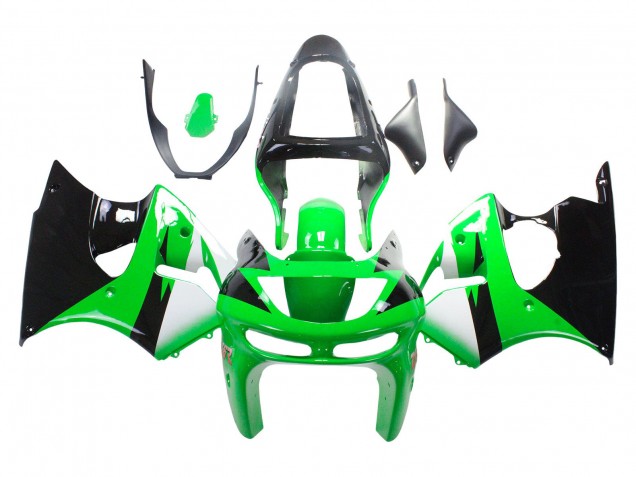 Kawasaki ZX6R Motorrad Verkleidung 1998-1999 - Grun Weiss Glanzendes Schwarz