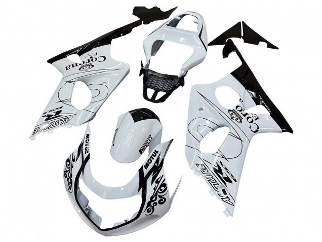 Suzuki GSXR1000 Motorrad Verkleidung 2000-2002 - Weiss Schwarz Motul Corona