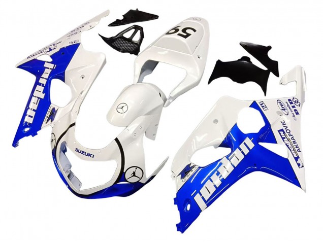 Suzuki GSXR1000 Motorrad Verkleidung 2000-2002 - Weiss Blau Jordan 59