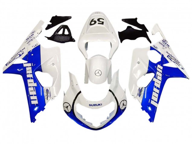Suzuki GSXR1000 Motorrad Verkleidung 2000-2002 - Weiss Blau Jordan 59