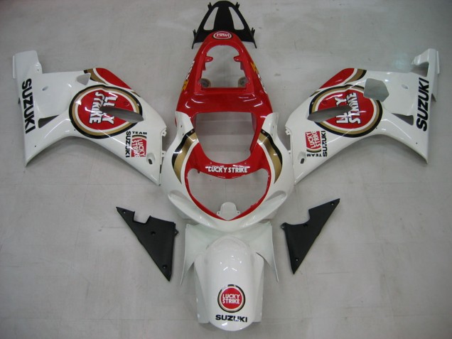 Suzuki GSXR1000 Motorrad Verkleidung 2000-2002 - Weiss Rot Lucky Strike