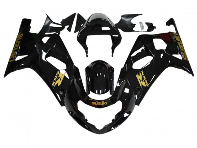 Suzuki GSXR 600 / GSXR 750 Motorrad Verkleidung 2001-2003 - Glanzendes Schwarz Gold Aufkleber