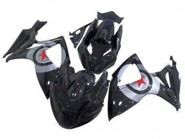 Suzuki GSXR 600 / GSXR 750 Motorrad Verkleidung 2004-2005 - Glanzendes Schwarz Silber Rot Stern
