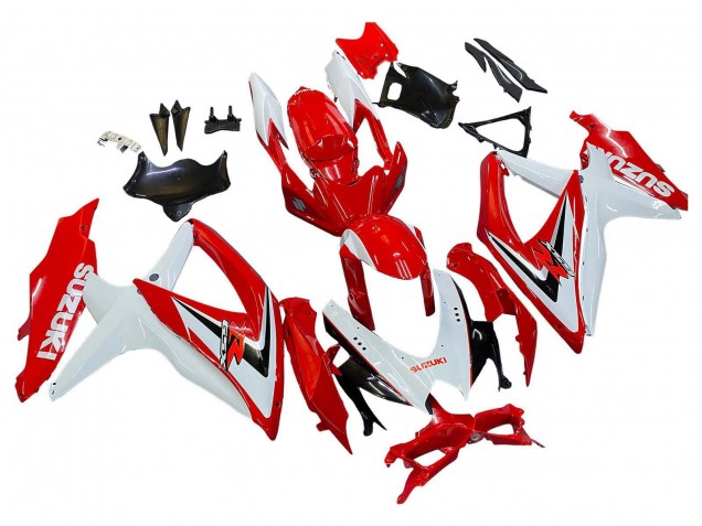 Suzuki GSXR 600 / GSXR 750 Motorrad Verkleidung 2008-2010 - Weiss Rot Schwarz