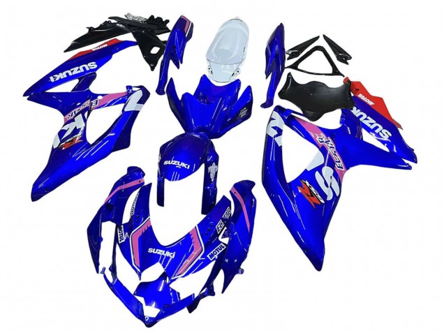 Suzuki GSXR 600 / GSXR 750 Motorrad Verkleidung 2008-2010 - Weiss Blau Rosa Ecstar Motul