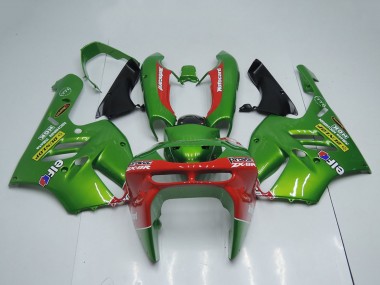 Kawasaki ZX9R Motorrad Verkleidung 1994-1997 - Grun Rot Elf Dunlop