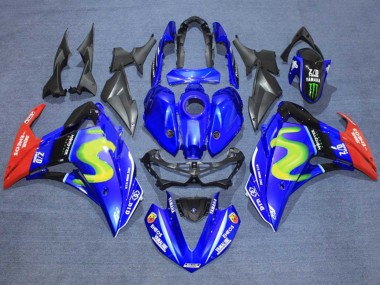 Yamaha YZF R3/R25 Motorrad Verkleidung 2015-2018 - Blau Glanzendes Schwarz Rot ENEOS Monster
