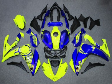 Yamaha YZF R3/R25 Motorrad Verkleidung 2015-2018 - Neon Gelb Blau Schwarz 46