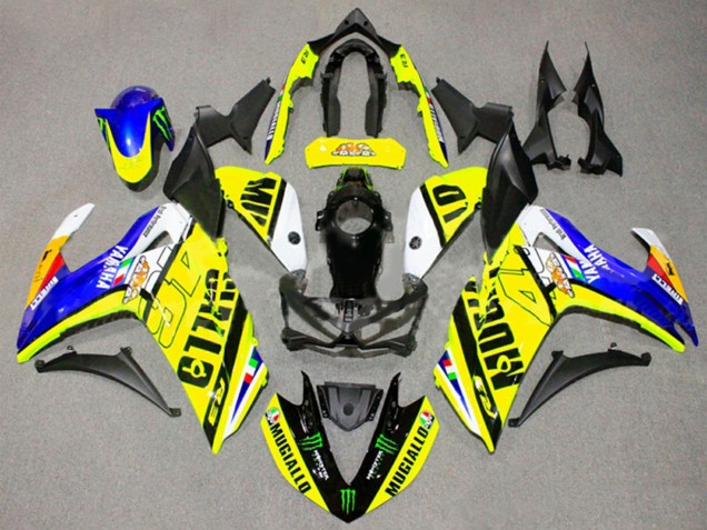 Yamaha YZF R3/R25 Motorrad Verkleidung 2015-2018 - Gelb Blau Schwarz Monster