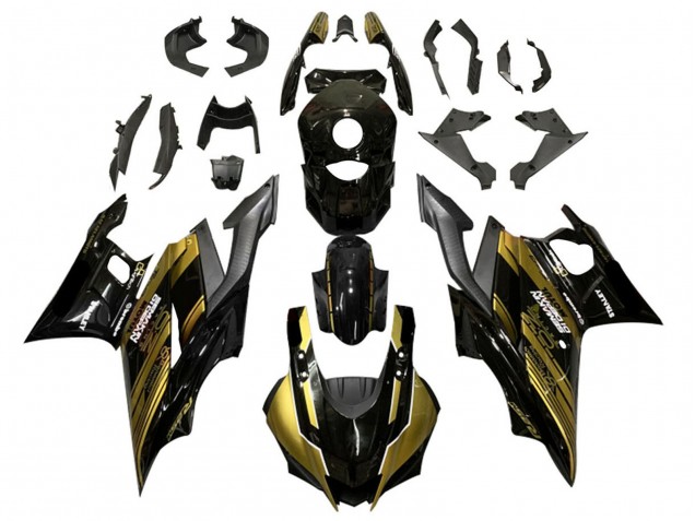 Yamaha YZF R3/R25 Motorrad Verkleidung 2019-2021 - Gold Glanzendes Schwarz Semakin Didepan