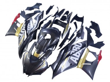 Yamaha YZF R3/R25 Motorrad Verkleidung 2022-2024 - Schwarzer Carbonfaser Stil Goldrot ABBOT