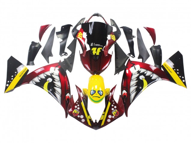 Yamaha YZF 1000 R1 Motorrad Verkleidung 2009-2011 - Rot Gelb Schwarz Hai 46