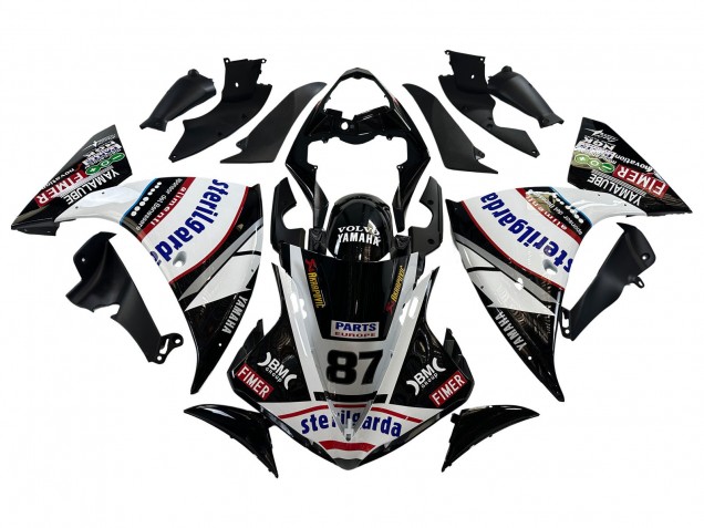 Yamaha YZF 1000 R1 Motorrad Verkleidung 2009-2011 - Glanzendes Schwarz Weiss Rot Volvo Fimer Yamalube 87