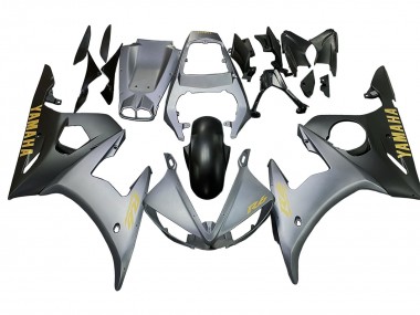 Yamaha YZF R6S Motorrad Verkleidung 2006-2009 - Matt Grau Matt Schwarz Gold Aufkleber
