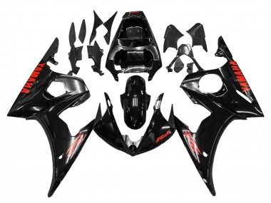 Yamaha YZF R6S Motorrad Verkleidung 2006-2009 - Glanzendes Schwarz Rot