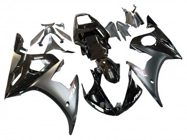 Yamaha YZF R6S Motorrad Verkleidung 2006-2009 - Glanzendes Schwarz Matt Schwarz Gold Chameleon