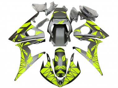 Yamaha YZF 600 R6 Motorrad Verkleidung 2005 - Matt Schwarz Neon Grun