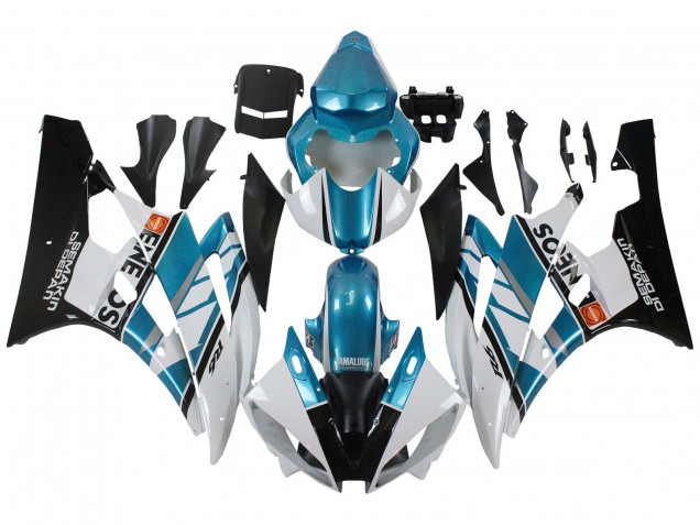 Yamaha YZF 600 R6 Motorrad Verkleidung 2006-2007 - Weiss Blau Schwarz Semakin Didepan ENEOS
